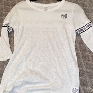 White PINK quarter sleeve tee